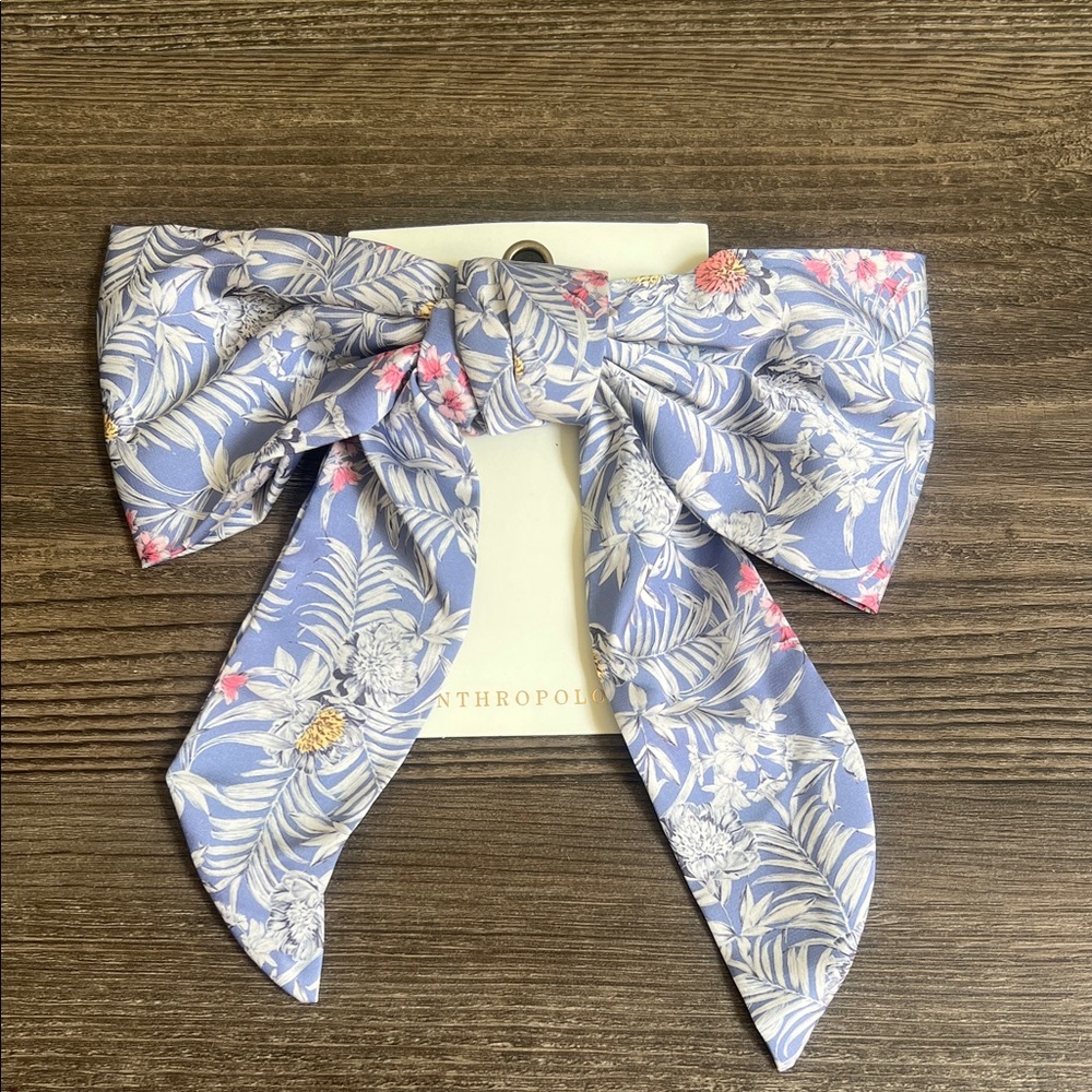 Anthropologie Botanical Bow Hair Clip - Blue and Pink